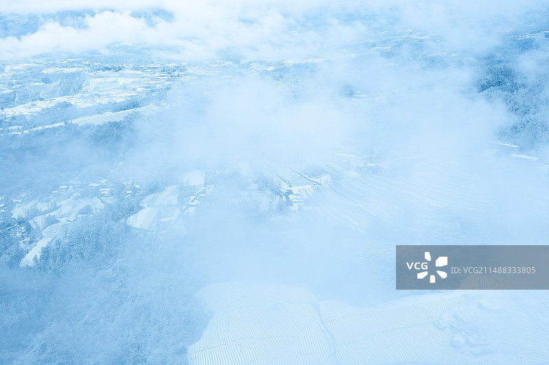 湖北省恩施大峡谷世界地质公园冬季雪后航拍风光图片素材