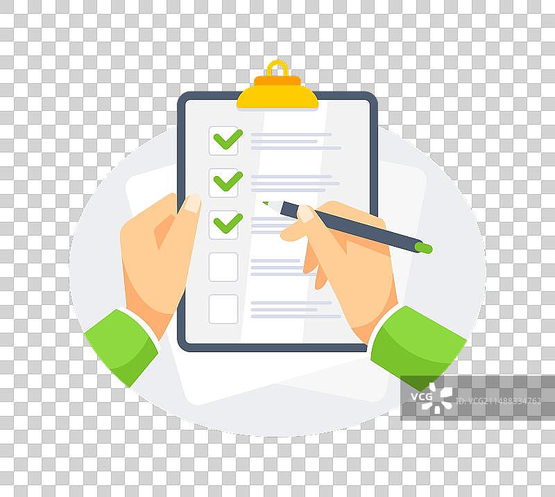 手拿带有绿色清单的剪贴板图片素材