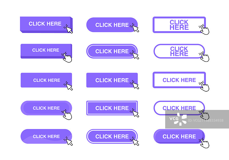 点击此处按钮与手形光标手指针图片素材