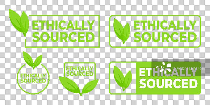 带叶子的绿色合乎道德采购标签素材图片素材