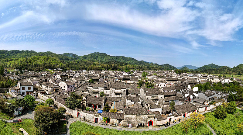 安徽宏村民居航拍图片素材