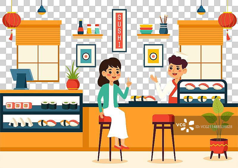 日式亚洲料理寿司店图片素材