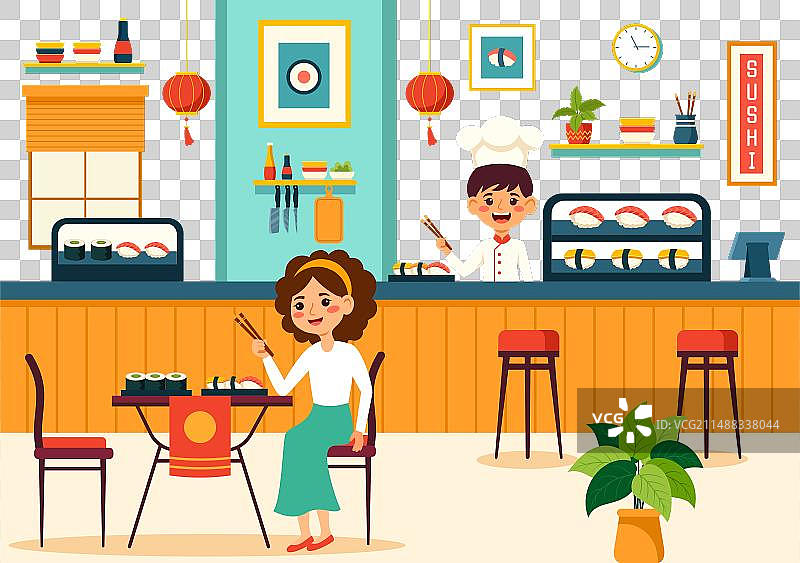 日式亚洲料理寿司店图片素材