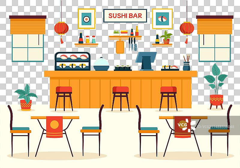 日式亚洲料理寿司店图片素材