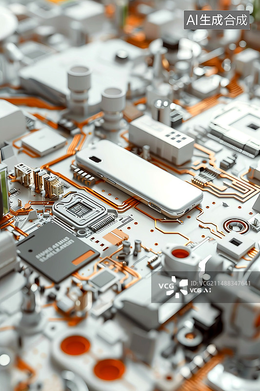【AI数字艺术】手机芯片各种元件3d素材图片图片素材