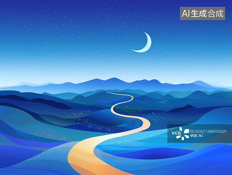 【AI数字艺术】星空背景下的沙漠背景，驼队，丝绸之路背景，骆驼，天空背景图片素材