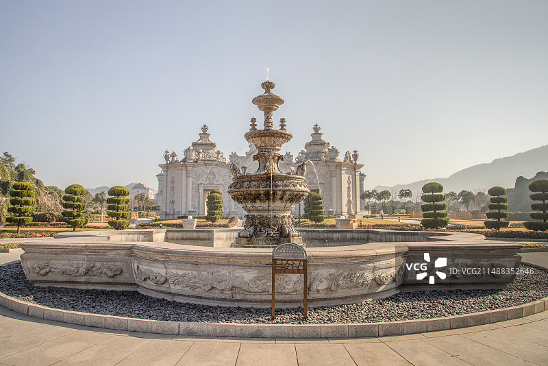 横店圆明新园大水法 浙江省金华横店影视城圆明新园夏苑图片素材