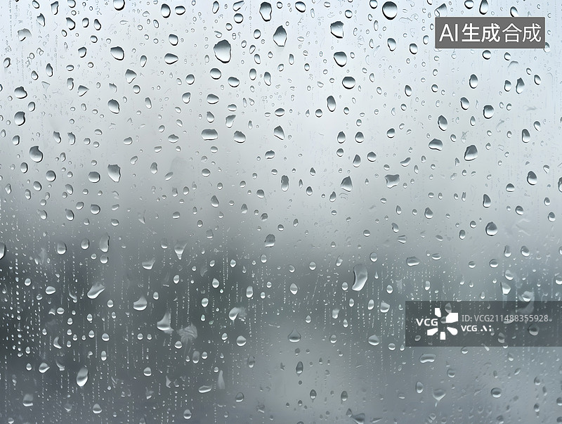 【AI数字艺术】玻璃上的雨滴背景图片素材
