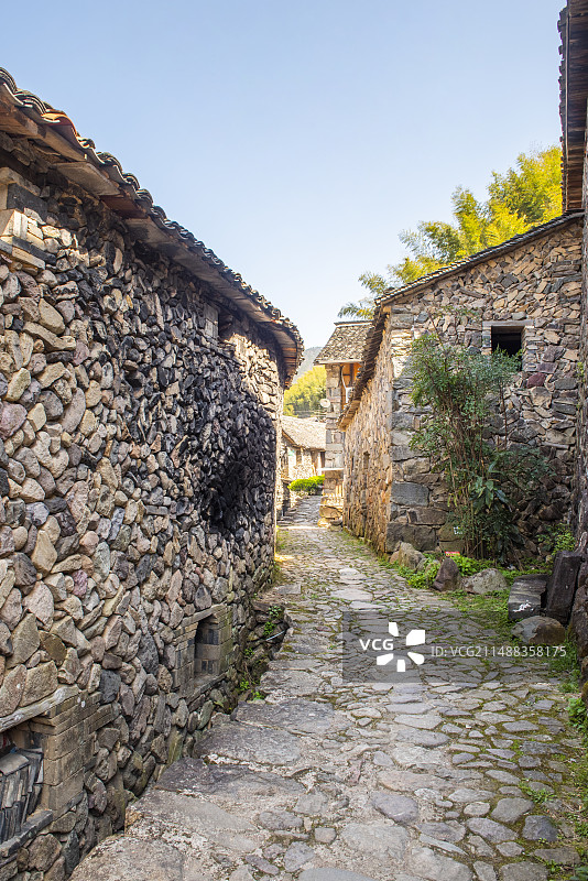 丽水缙云县石头村 弄堂 鹅卵石路 巷 街道图片素材