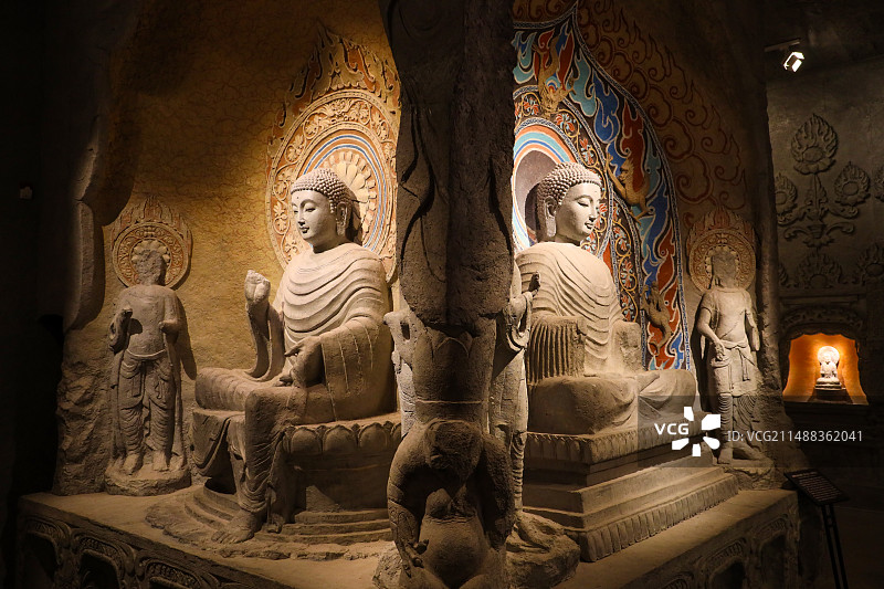 河北省邯郸市博物馆响堂山石窟展厅图片素材