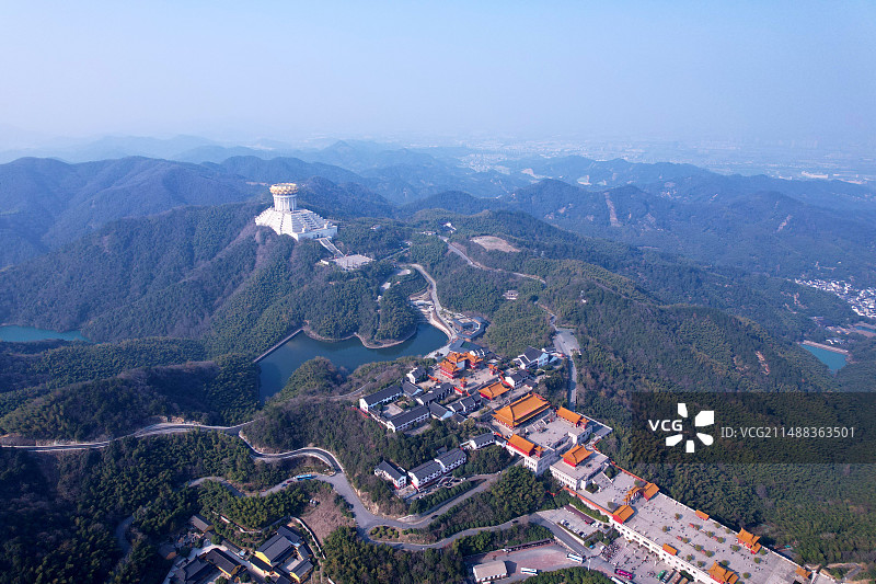 绍兴法华寺兜率天景区航拍图片素材