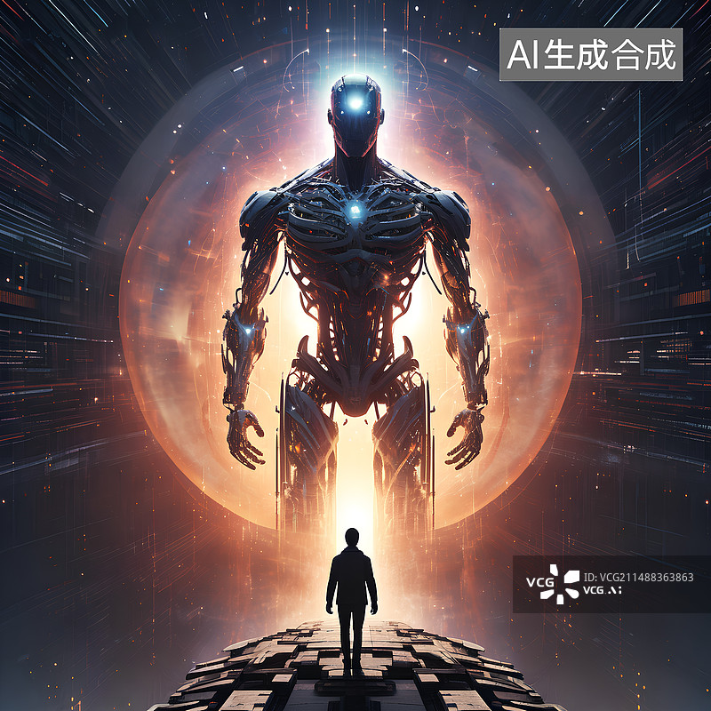 【AI数字艺术】人工智能算力网络机房创意插图图片素材