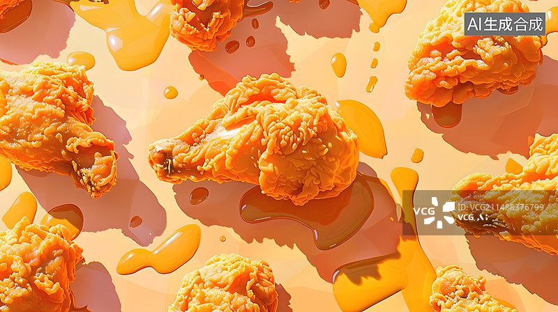 【AI数字艺术】炸鸡背景插画图片素材