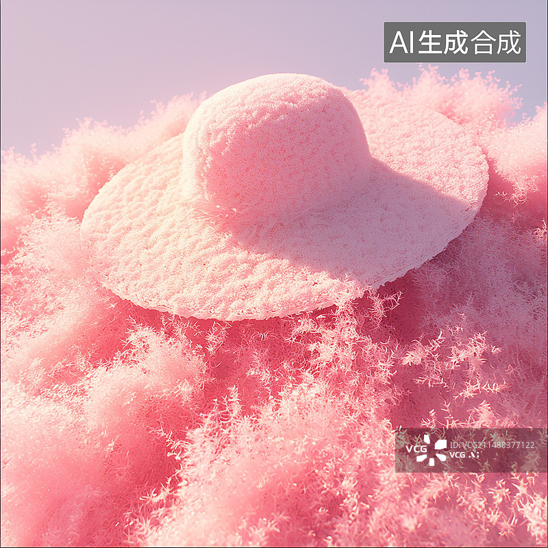 【AI数字艺术】3D时尚粉色帽子元素图片素材