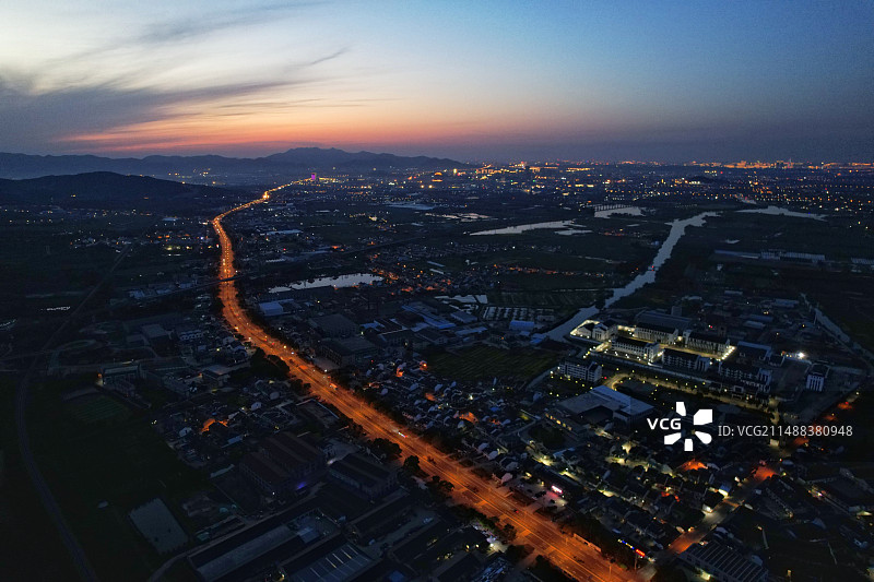 宜兴市丁蜀镇航拍夜景图片素材