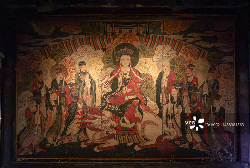 北京智化寺智化殿地藏王菩萨与冥府十王壁画图片素材