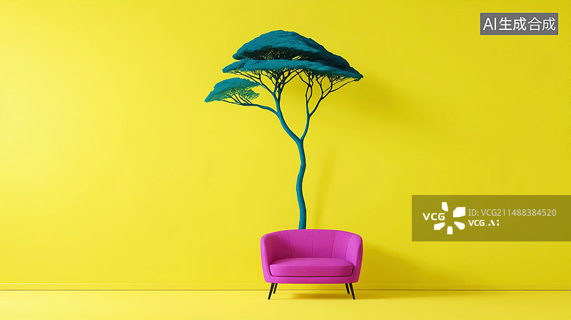 【AI数字艺术】高饱和对比色创意空间设计图片素材