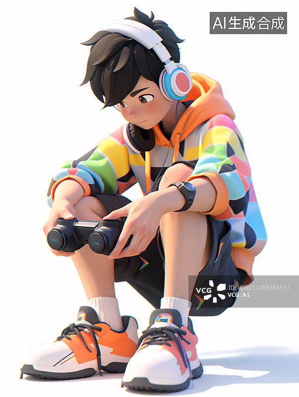 【AI数字艺术】3d青年娱乐图片素材