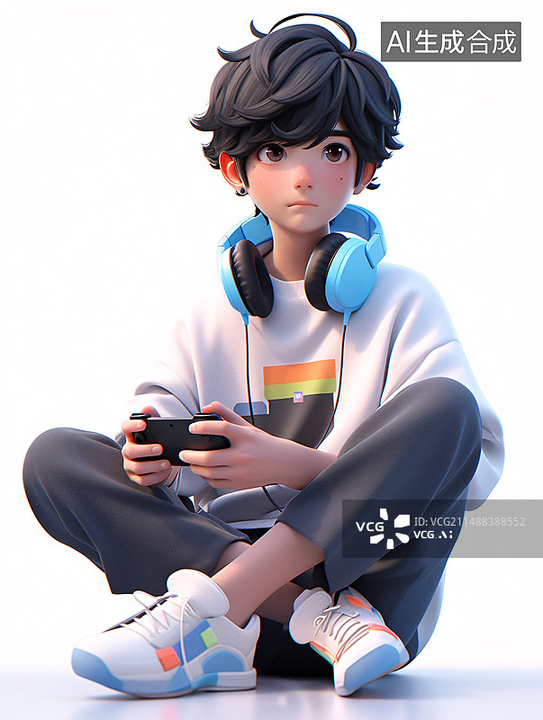 【AI数字艺术】3d青年娱乐图片素材