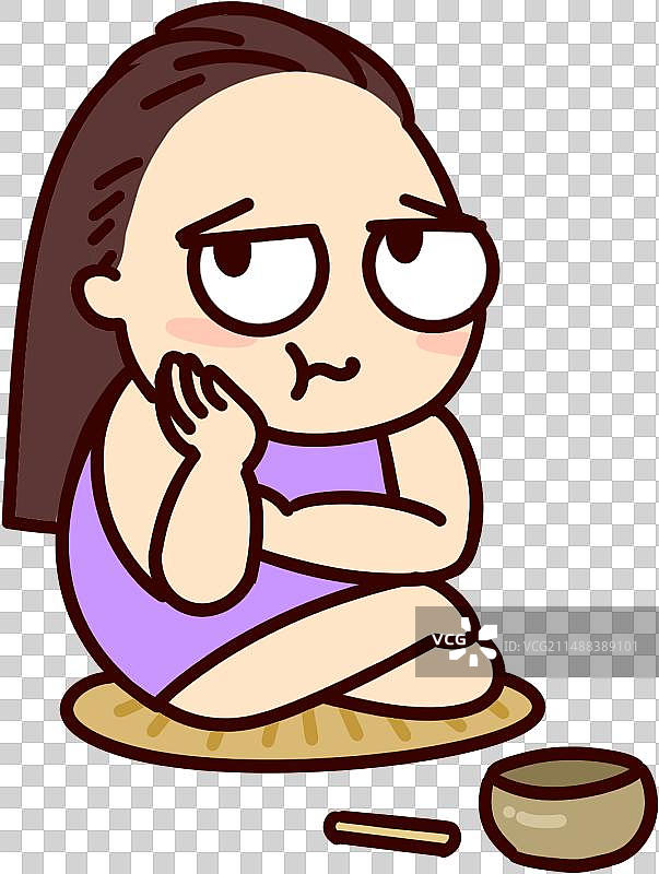 坐着颂钵女孩元素图片素材