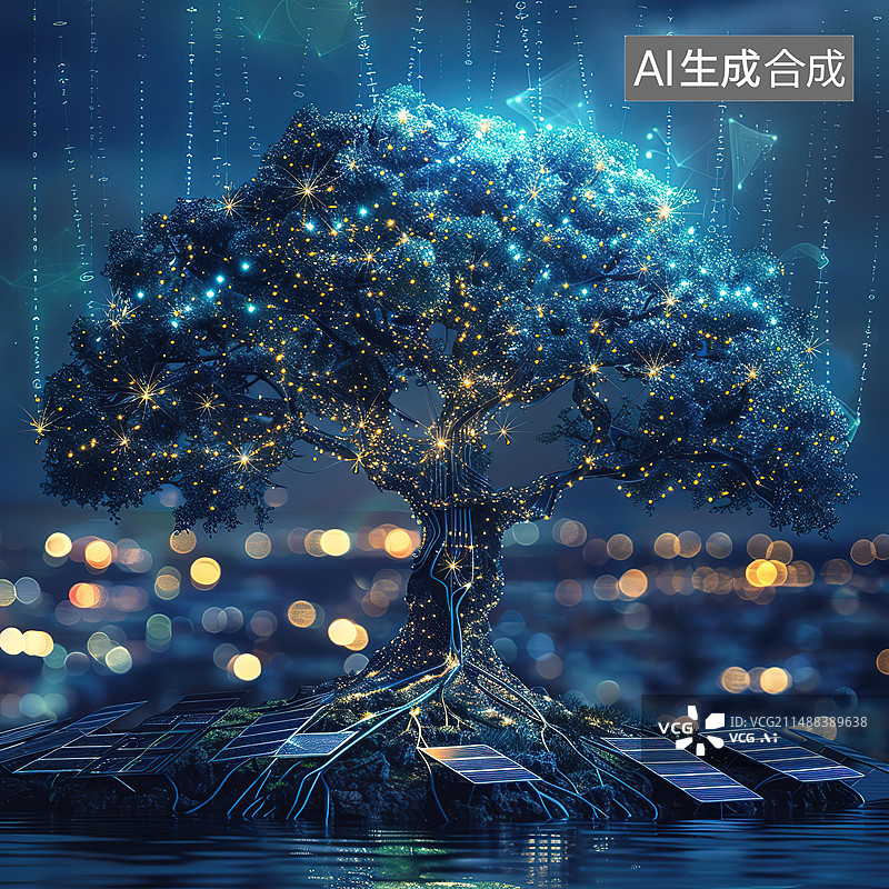 【AI数字艺术】大数据树图片素材