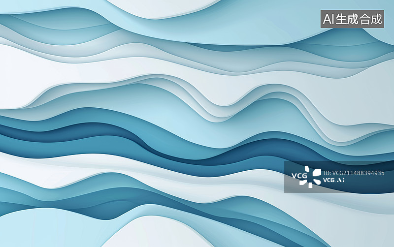 【AI数字艺术】蓝色曲线背景图片素材
