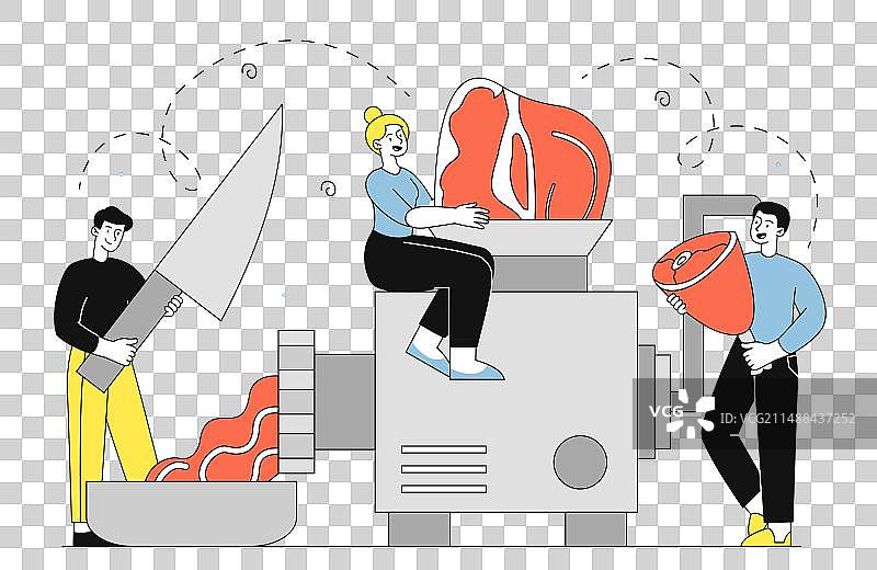 携带肉制品的人们图片素材