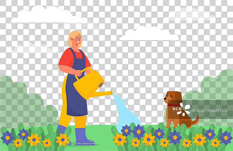 女人浇花图片素材