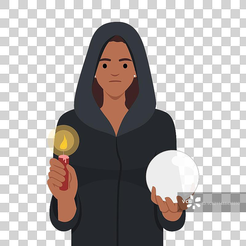 吉普赛算命师与水晶球图片素材