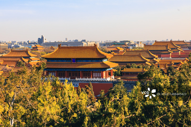 北京景山公园拍紫禁城全景-故宫博物院图片素材