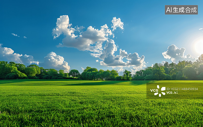 【AI数字艺术】夏天城市中的绿草地图片素材