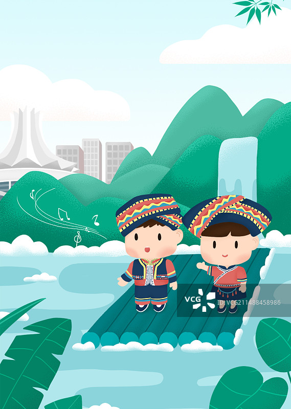 广西三月三壮族男女唱山歌图片素材