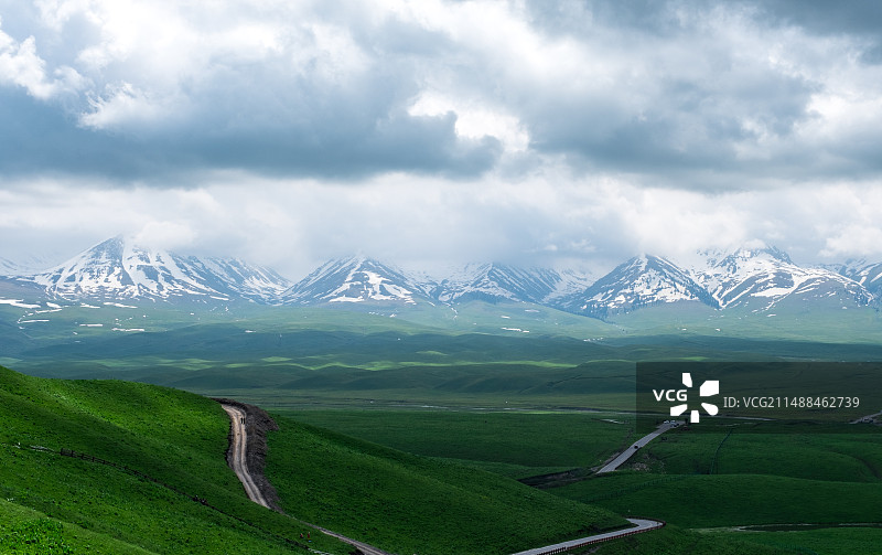 新疆伊犁那拉提雪山草原风光图片素材