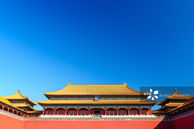 蓝天下的北京故宫午门图片素材