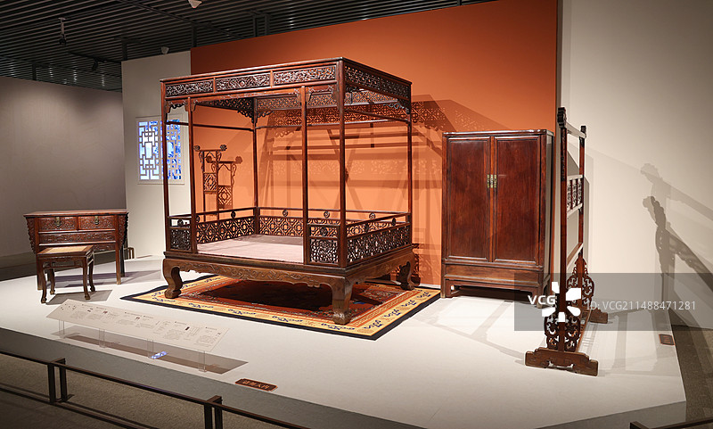 安徽博物院，明式家具美学展，卧室摆件图片素材