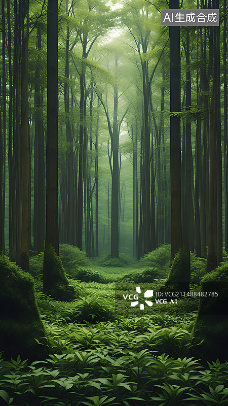 【AI数字艺术】绿野仙踪森林，极简风格壁纸图片素材