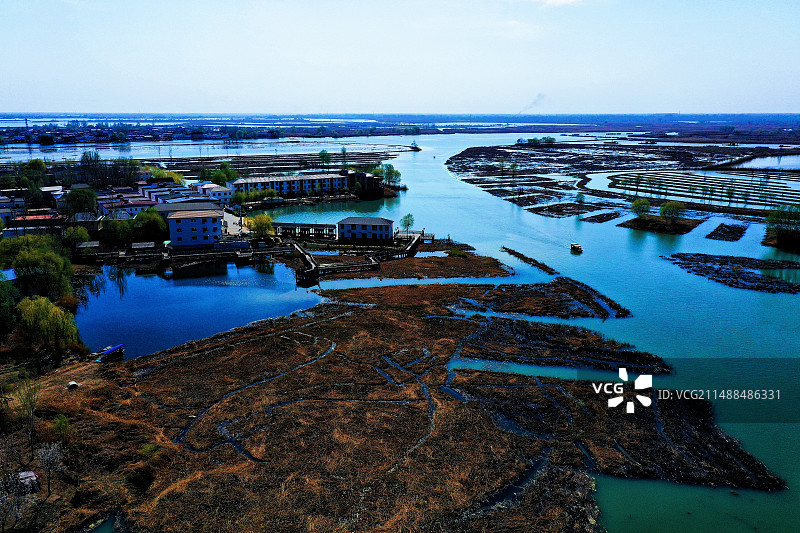 华北明珠白洋淀风光秀丽美无限邵庄子村图片素材
