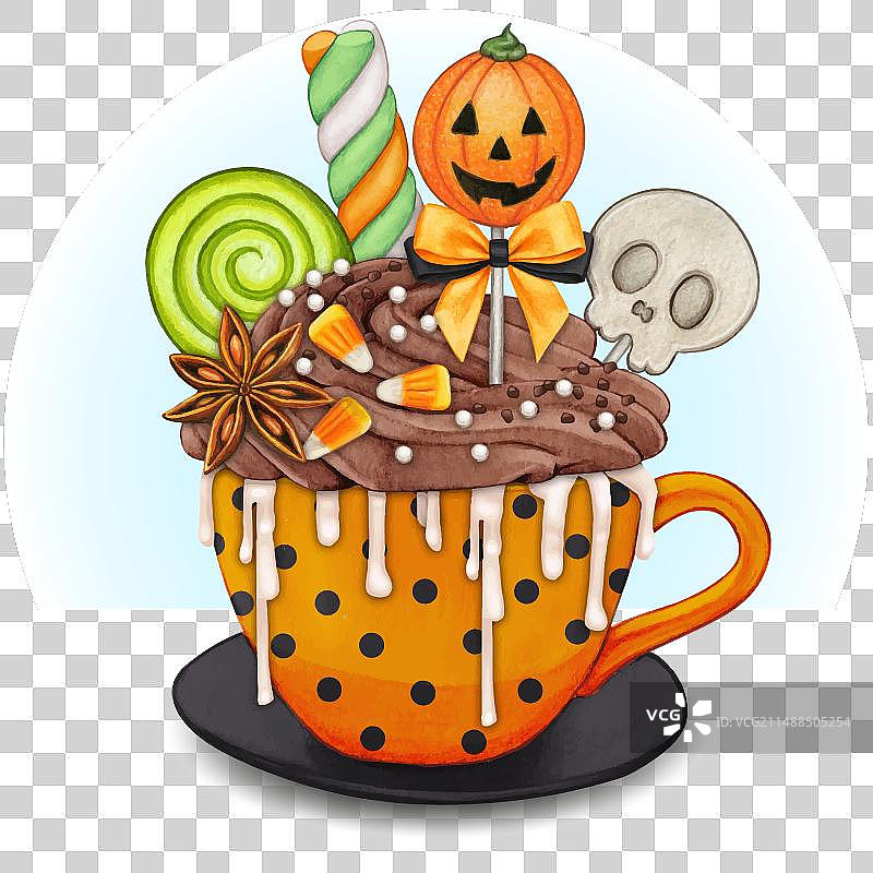 水彩万圣节南瓜香料杯图片素材