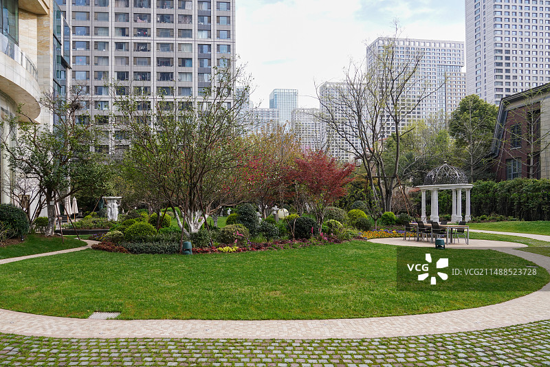 现代住宅小区花园景观图片素材