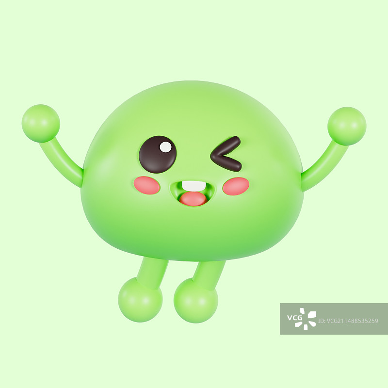 3D渲染的可爱表情清明节青团元素插画图片素材