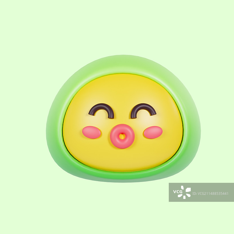 3D渲染的可爱表情清明节青团元素插画图片素材