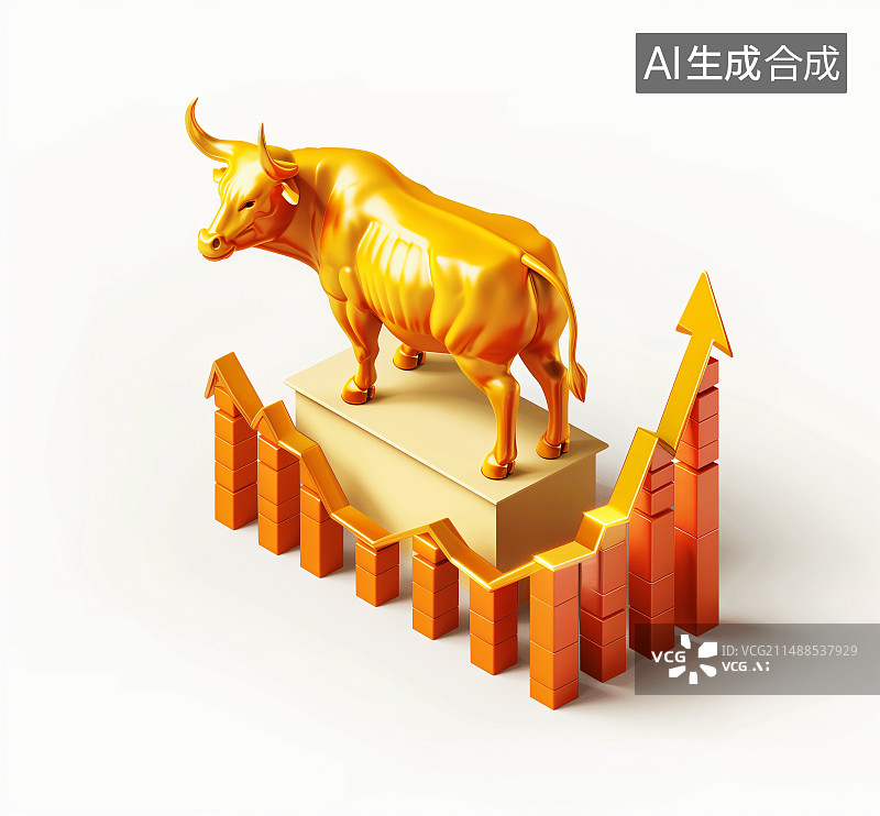 【AI数字艺术】金融股票牛市上涨图标图片素材