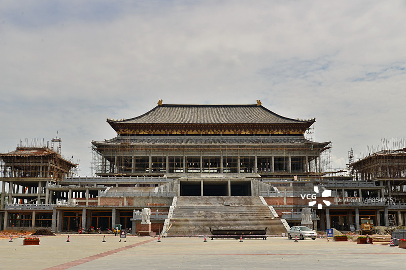 四川浦江，石象湖风景区，古石象寺翻新修建图片素材