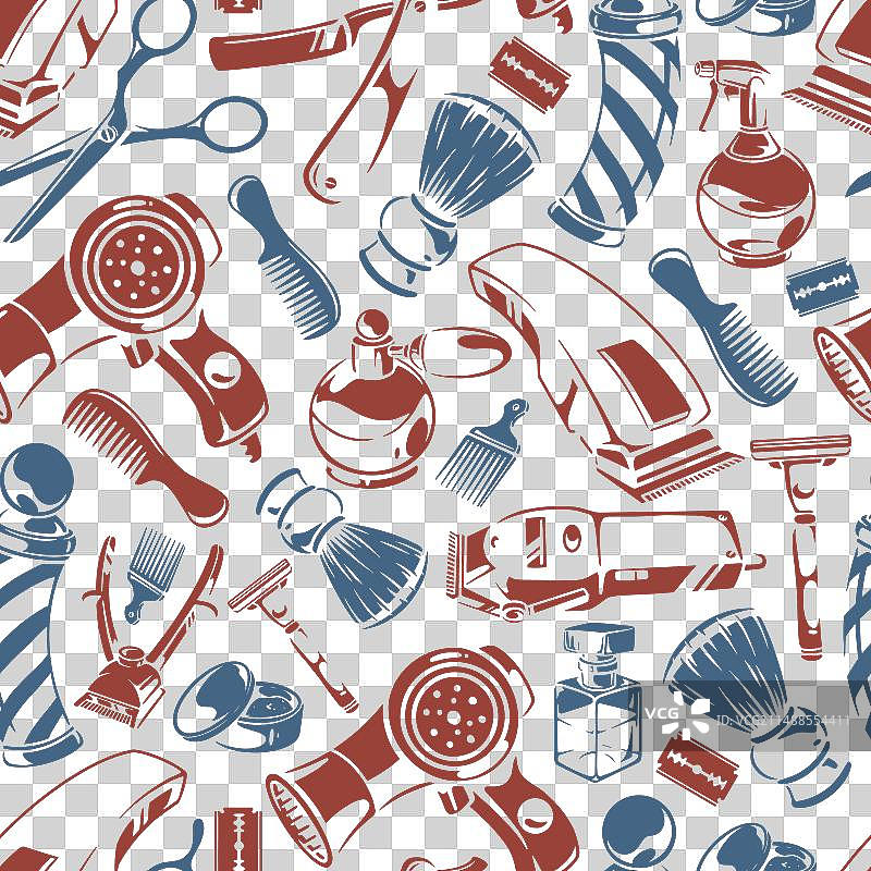 复古理发店无缝彩色图案图片素材