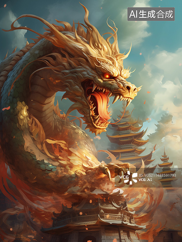 【AI数字艺术】中国传统文化龙，龙，中国龙，龙年，生肖，十二生肖图片素材