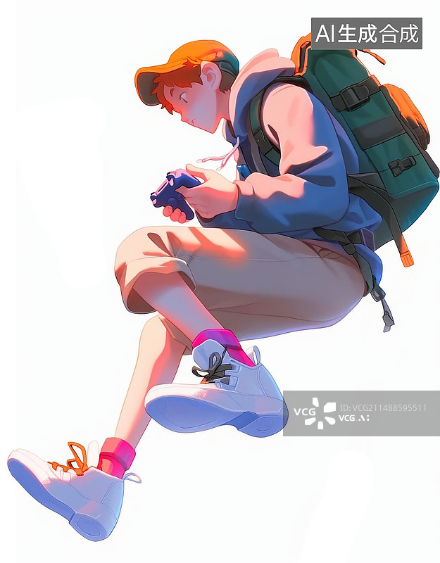 【AI数字艺术】时尚的青年男人打游戏图片素材