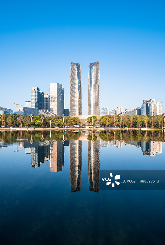 四川省成都市天府新区科学城兴隆湖航拍图图片素材