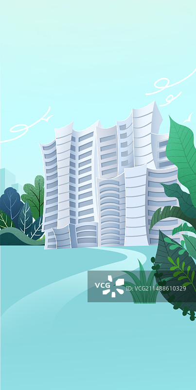 绿植环绕的建筑图片素材