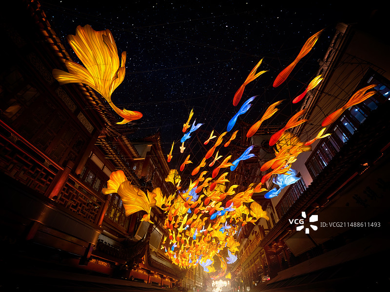 星空建筑传统元宵灯会图片素材