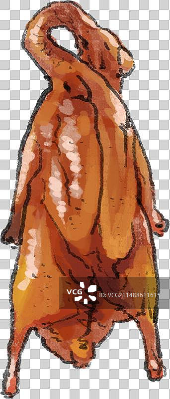 水墨风粤菜美食烧鹅烤鹅插画图片素材